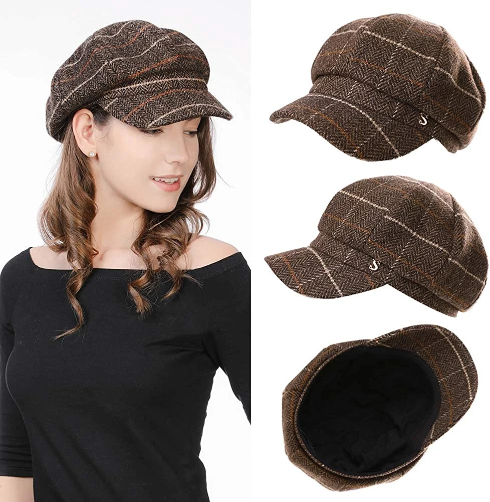 Manufactory Brown Wool Women Classical French Beret Hats Stylish Artist Newsboy Caps IVY Hat