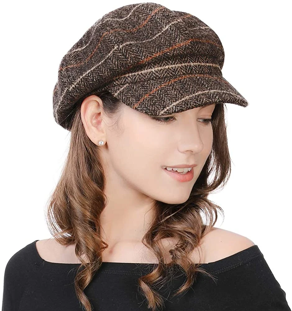 Manufactory Brown Wool Women Classical French Beret Hats Stylish Artist Newsboy Caps IVY Hat