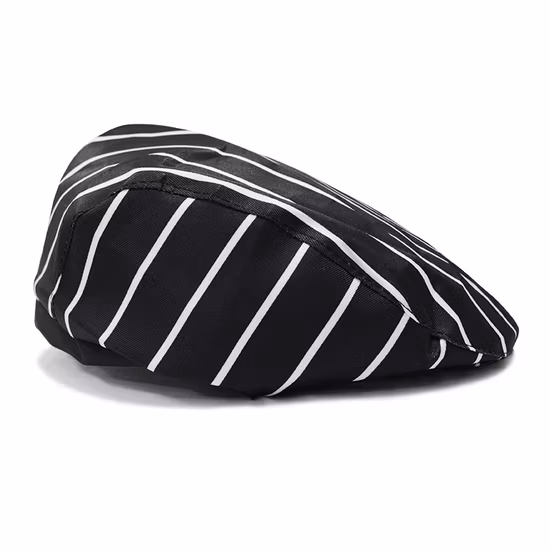 Béret en coton et Polyester, chapeau de Chef de Restaurant occidental, café, boulanger, rayé, chapeau de serveur élastique, vente en gros