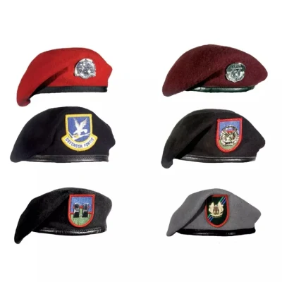 Béret de style militaire en laine avec logo personnalisé, chapeau de béret pour le service de sécurité